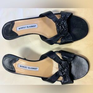 Manolo Blahnik black leather heels